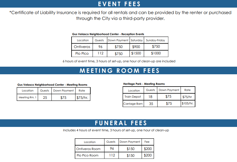 screenshot of gvnc facility reservations pricing